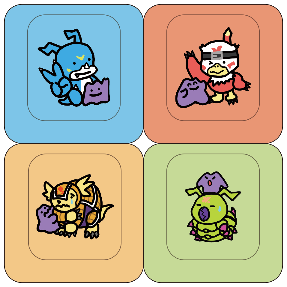 디지몬x 메타몽 LED 4구 키캡 키링 파워디지몬 세트